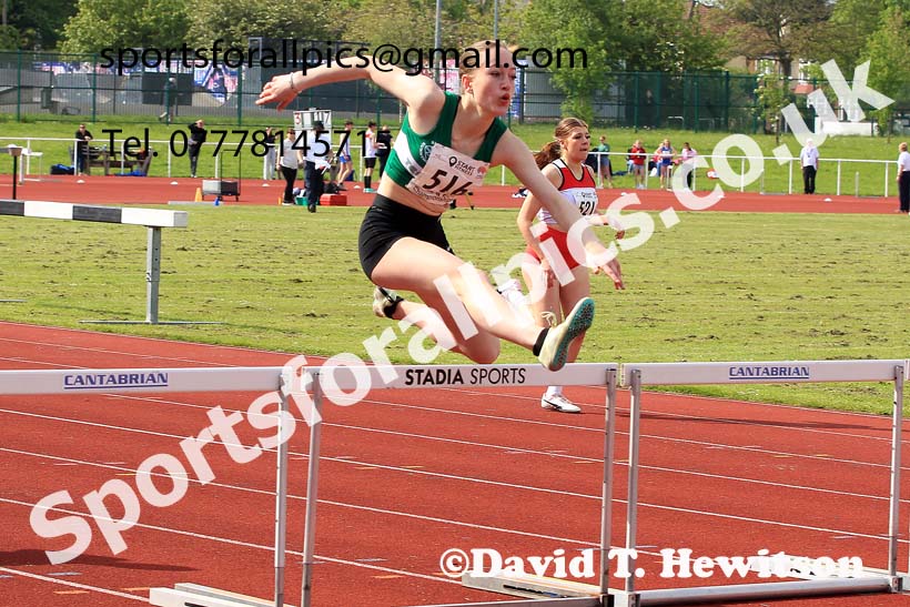Womens Under-17s 300 metres Hurdles, 2023 North Eastern Track and Field Champs., Middlesbrough Sports Village, Middlesbrough. Photo: David T. Hewitson/Sports for All Pics